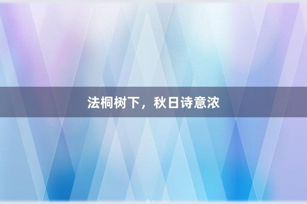 法桐树下，秋日诗意浓